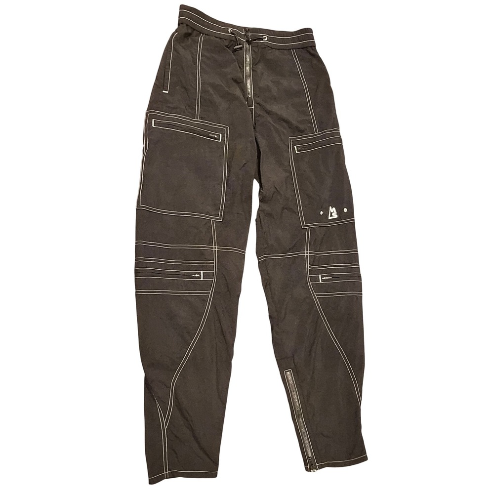 Magnlens Black Contrast Stitch Tech Cargo Pants XS Streetwear Zipper Ankle
